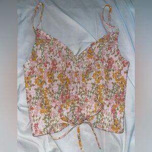 Forever 21 Pink and Orange Textured Floral w/ Bow